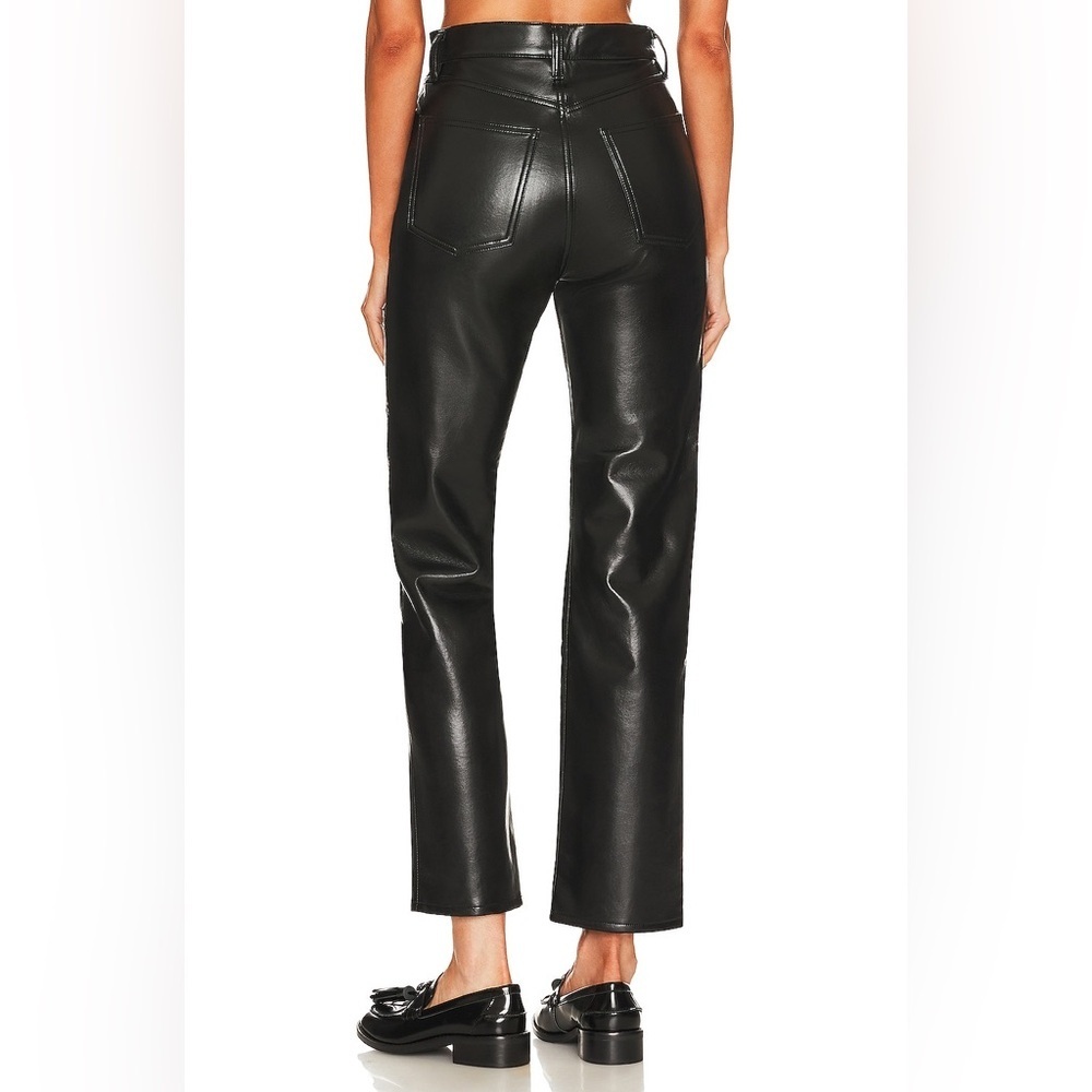 AGOLDE ‘90s Pinch Waist Recycled Leather Black High Waist Pants, Size 31 - Picture 4 of 10